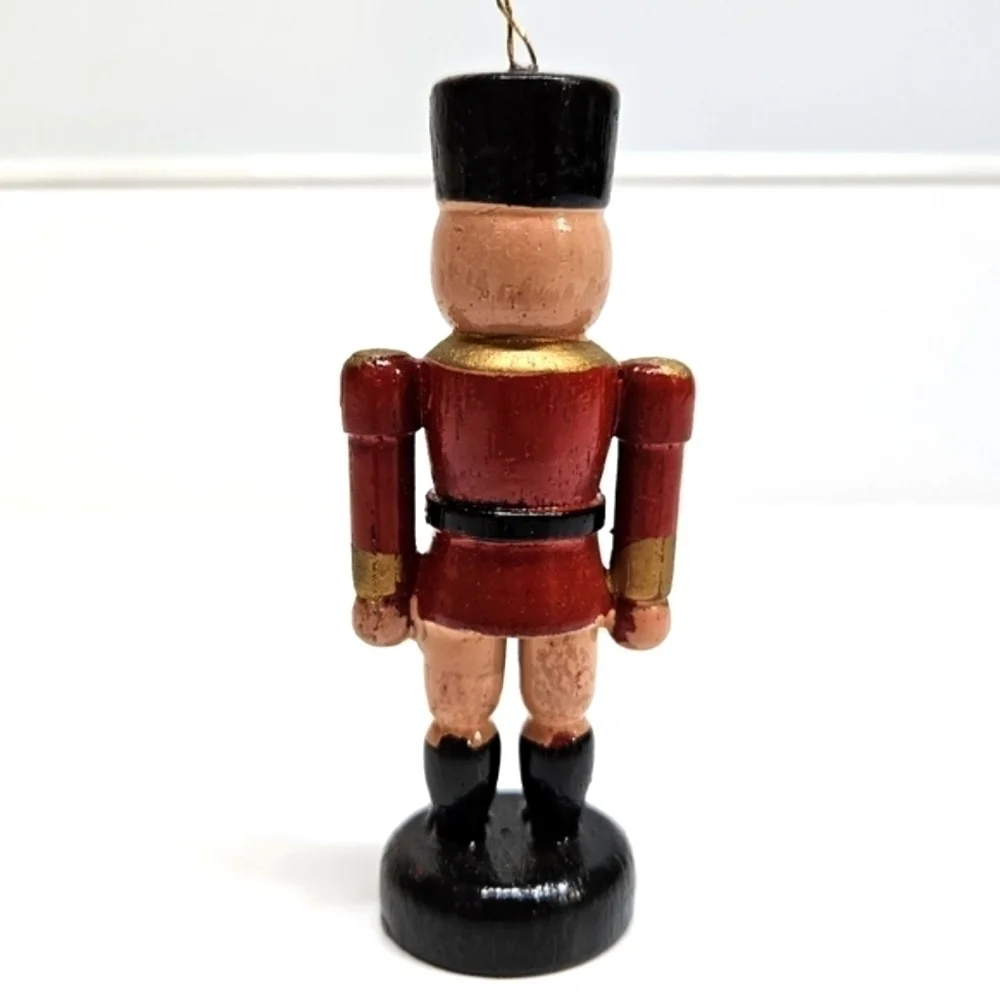 VINTAGE Naughty Nutcracker Painted Wooden Wood Christmas Ornament Estate